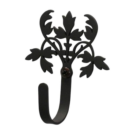 Village Wrought Iron WH-173-S Floral Wall Hook Small - Black